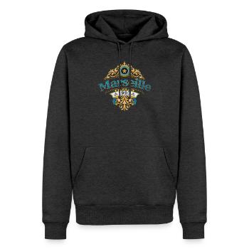 Marseille 1993 - Vintage Écusson - Sweat à capuche Premium bio Homme - anthracite chiné - Devant - Thijin (182cm)