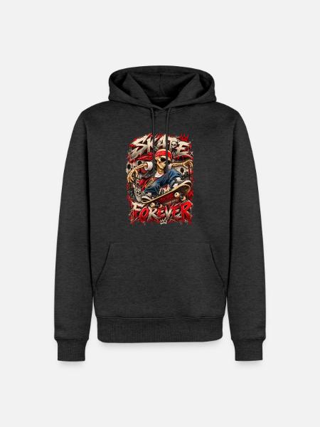 Skelett-Skater Forever Graffiti - Männer Premium Bio Hoodie - Anthrazit meliert