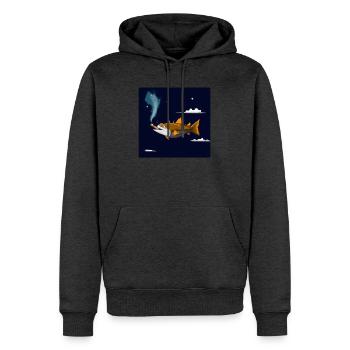 Fischen Sie mit einer Zigarre in der Luft. - Männer Premium Bio Hoodie - Anthrazit meliert - Vorne - Thijin (182cm)