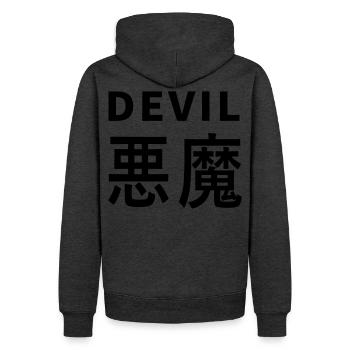 Le Kajni du Diable - Sweat à capuche Premium bio Homme - anthracite chiné - Dos - Thijin (182cm)