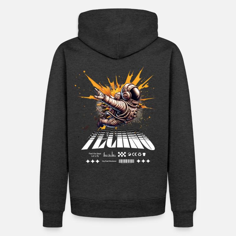 Astronaut im Sprayer-Splash Techno - Männer Premium Bio Hoodie - Anthrazit meliert