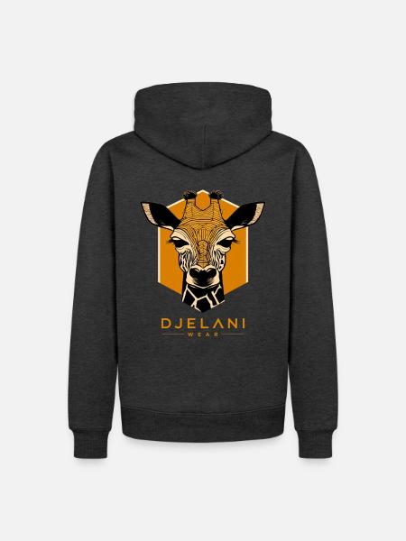 Geometric Giraffe in Ochre - Men’s Premium Organic Hoodie - heather anthracite