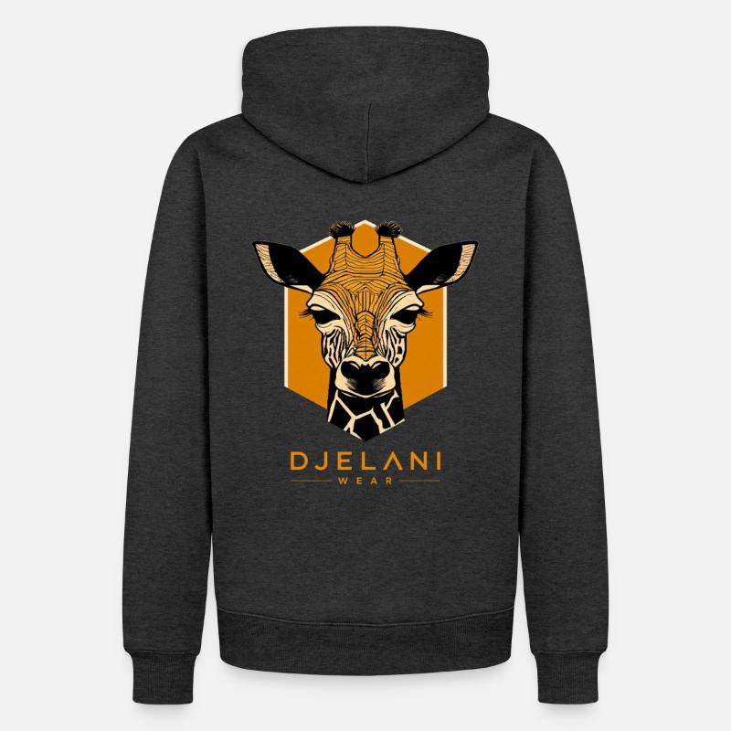 Giraffe Géométrique en Ocre - Sweat à capuche Premium bio Homme - anthracite chiné