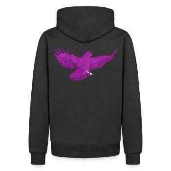 Greifvogel im Flug, Andersfarbig - Männer Premium Bio Hoodie - Anthrazit meliert - Hinten - Thijin (182cm)