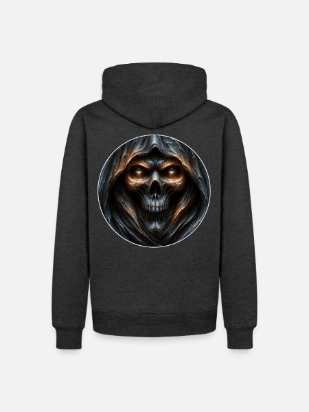 Dark Hooded Skull - Männer Premium Bio Hoodie - Anthrazit meliert