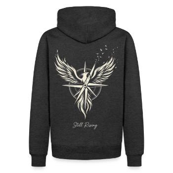 Still Rising Phoenix Compass  - Männer Premium Bio Hoodie - Anthrazit meliert - Hinten - Thijin (182cm)