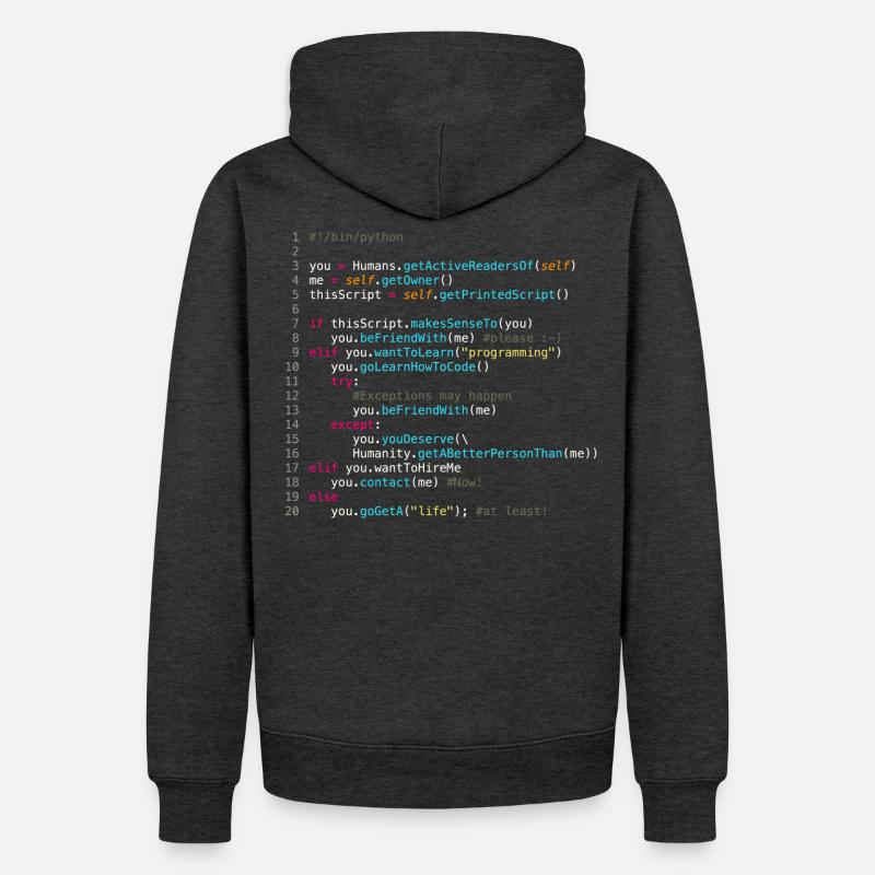 Sei mit Programmierern befreundet (in Python) - Männer Premium Bio Hoodie - Anthrazit meliert