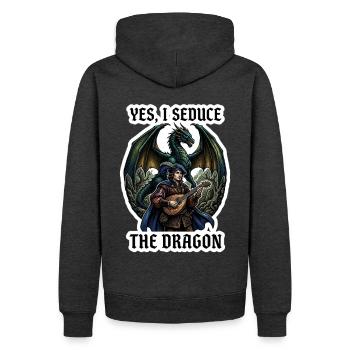 Yes I Seduce The Dragon Bard RPG Art - Sweat à capuche Premium bio Homme - anthracite chiné - Dos - Thijin (182cm)