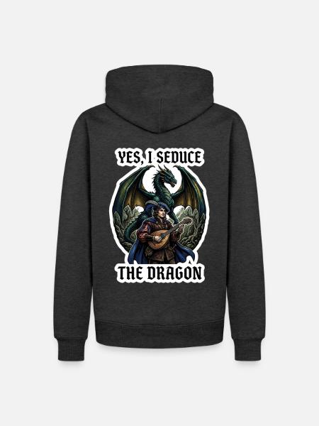Ja, ich verführe den Drachen-Barden-Rollenspielkunst - Männer Premium Bio Hoodie - Anthrazit meliert
