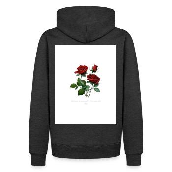 Motif rose Donne vie à la vie... - Sweat à capuche Premium bio Homme - anthracite chiné - Dos - Thijin (182cm)