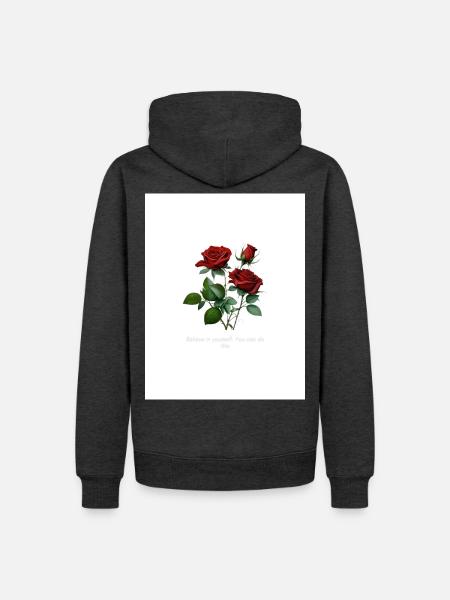 Rosenmotiv Erweckt das Leben... - Männer Premium Bio Hoodie - Anthrazit meliert