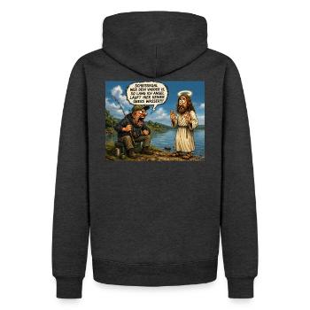 Angler mit Prioritäten - Männer Premium Bio Hoodie - Anthrazit meliert - Hinten - Thijin (182cm)