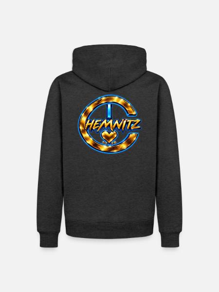 Chemnitz-Heart - Männer Premium Bio Hoodie - Anthrazit meliert
