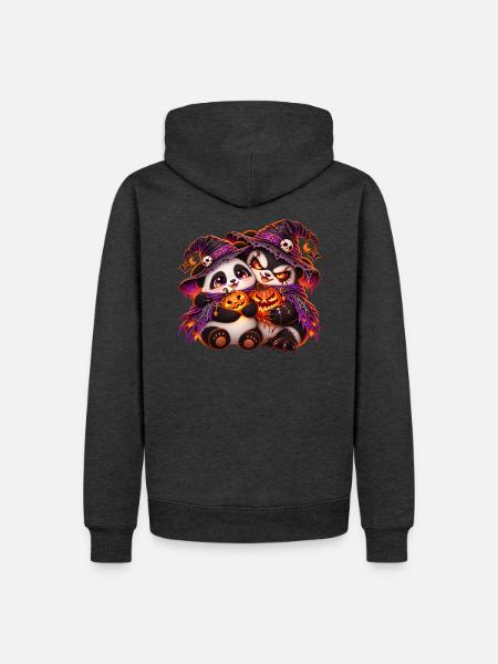 Pand'Halloween Panda-Kuschung (Yin-Yang) - Männer Premium Bio Hoodie - Anthrazit meliert