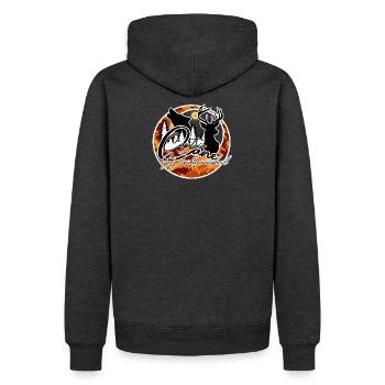 Herbstwald Silhouetten Hirsch Wolf - Männer Premium Bio Hoodie - Anthrazit meliert - Hinten - Thijin (182cm)