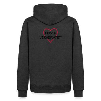 Frisch verheiratet Herz Hochzeit Hochzeitsreise - Männer Premium Bio Hoodie - Anthrazit meliert - Hinten - Thijin (182cm)