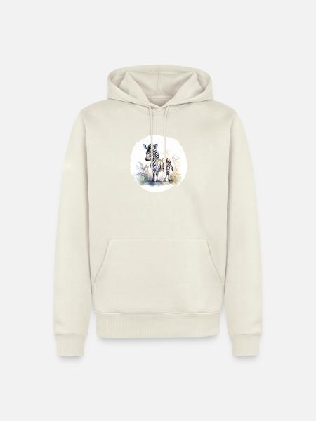 Aquarell Zebra - Männer Premium Bio Hoodie - Naturweiß