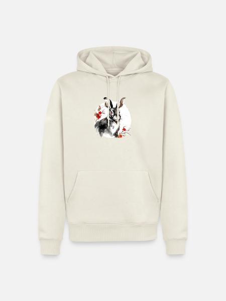 Chinesisches Sternzeichen Hase - Männer Premium Bio Hoodie - Naturweiß