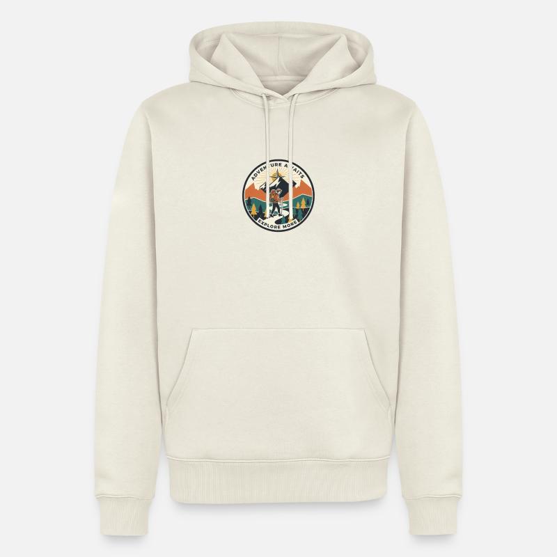 Abenteuerpfad Patch Wanderer - Männer Premium Bio Hoodie - Naturweiß