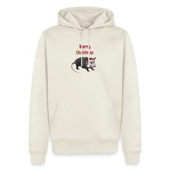 Merry Christmas Opossum - Mit Weihnachtsmütze - Männer Premium Bio Hoodie - Naturweiß - Vorne - Nico (187cm)