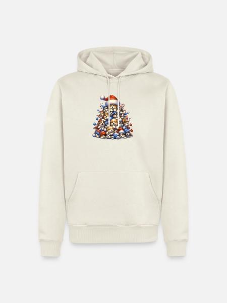 🎁 Weihnachtswelpenbaum - Männer Premium Bio Hoodie - Naturweiß