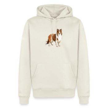 Collie Dog steht - Männer Premium Bio Hoodie - Naturweiß - Vorne - Nico (187cm)