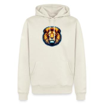 Löwe - Männer Premium Bio Hoodie - Naturweiß - Vorne - Nico (187cm)