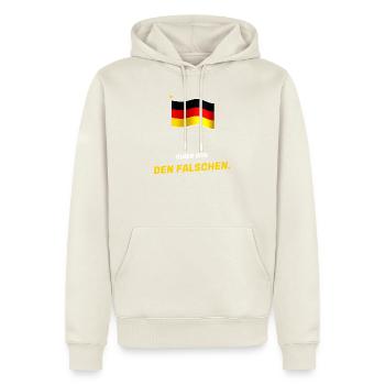 Einer von den Falschen - Fahne Schwarz Rot Gold - Männer Premium Bio Hoodie - Naturweiß - Vorne - Nico (187cm)