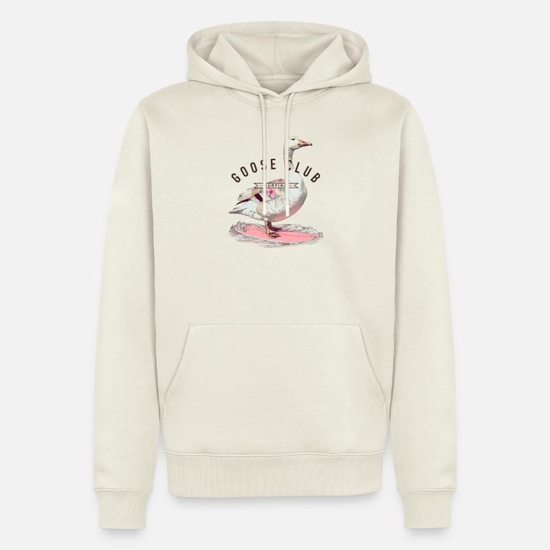 Conception de t-shirt Goose Surfing - Sweat à capuche Premium bio Homme - blanc cassé