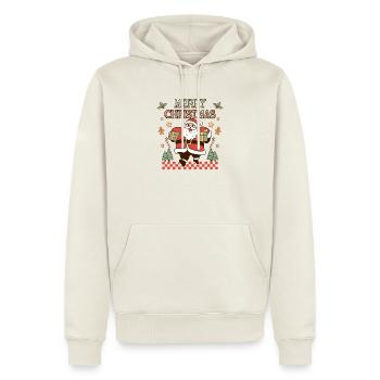 Merry Christmas Weihnachtsmann Retro Geschenk - Männer Premium Bio Hoodie - Naturweiß - Vorne - Nico (187cm)