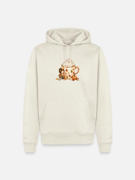 Gemütlicher Herbst Kaffee Zauber - Männer Premium Bio Hoodie - Naturweiß