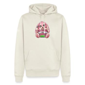 Social Battery Hoppelbunny 100% - Männer Premium Bio Hoodie - Naturweiß - Vorne - Nico (187cm)