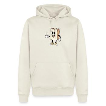 Cartoon Buch Kaffee Liebhaber Lesung - Männer Premium Bio Hoodie - Naturweiß - Vorne - Nico (187cm)