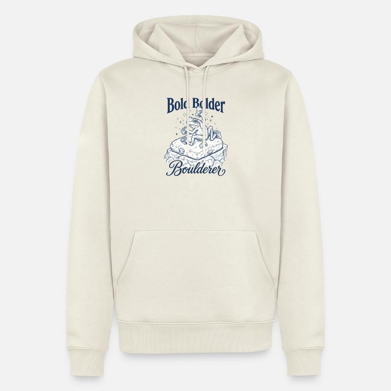 Bouldering Bold Bolder Boulderer - Sweat à capuche Premium bio Homme - blanc cassé