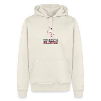 Kreuzstich Stickerei - Frogged It Twice Still Smil - Männer Premium Bio Hoodie - Naturweiß - Vorne - Nico (187cm)