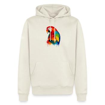 Tropical Sunset Palm Sea Beach Parrot Papagei - Männer Premium Bio Hoodie - Naturweiß - Vorne - Nico (187cm)