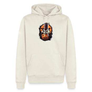Chat d’Halloween effrayant avec chapeau de sorcière - Sweat à capuche Premium bio Homme - blanc cassé - Devant - Nico (187cm)
