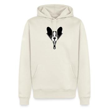 Französische Bulldogge mit Reißverschluss - Männer Premium Bio Hoodie - Naturweiß - Vorne - Nico (187cm)