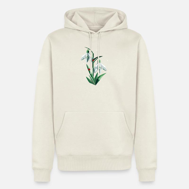 Zwei Schneeglöckchen mit Marienkäfern - Männer Premium Bio Hoodie - Naturweiß