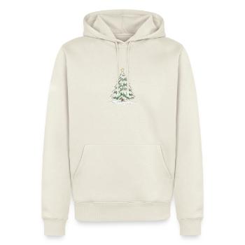 Schneebedeckter Weihnachtsbaum mit goldenem Stern - Männer Premium Bio Hoodie - Naturweiß - Vorne - Nico (187cm)