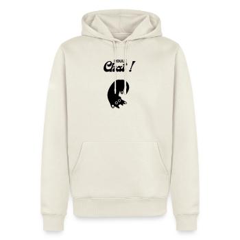 Chat en roue libre ! - Sweat à capuche Premium bio Homme - blanc cassé - Devant - Nico (187cm)