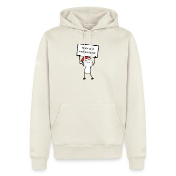 Heute wird nachgeschenkt. | Weihnachtshumor - Männer Premium Bio Hoodie - Naturweiß - Vorne - Nico (187cm)