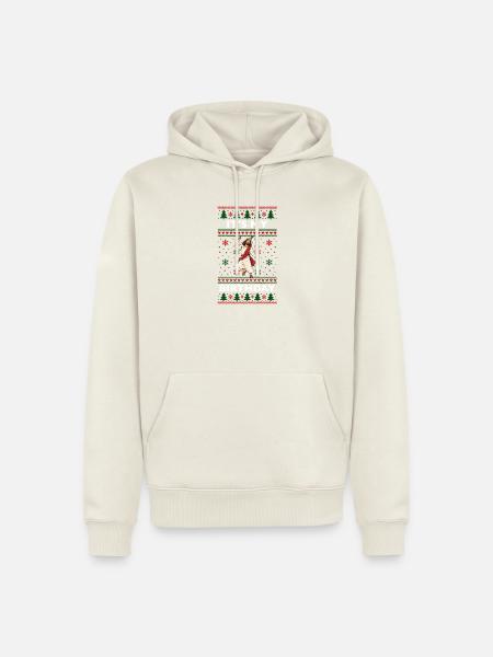 Ugly Christmas Sweater Pattern Jesus - Männer Premium Bio Hoodie - Naturweiß