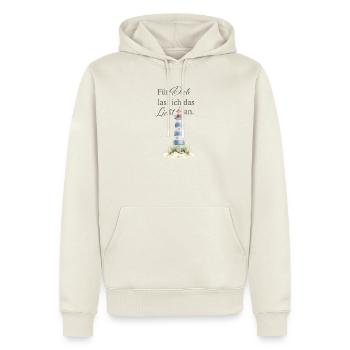 Für Dich lass ich das Licht an - Männer Premium Bio Hoodie - Naturweiß - Vorne - Nico (187cm)