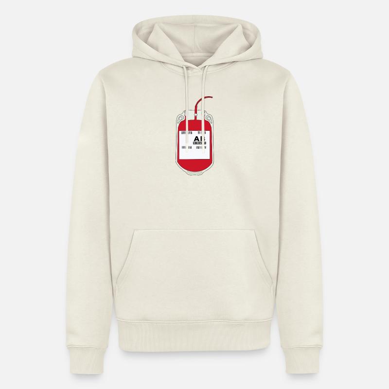 Poche de sang AB négative - Sweat à capuche Premium bio Homme - blanc cassé
