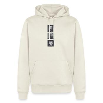 Historische Porträts mit anarchistischem Slogan - Männer Premium Bio Hoodie - Naturweiß - Vorne - Nico (187cm)