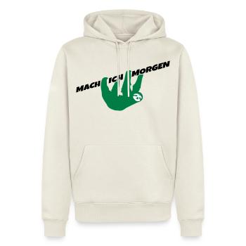 Faultier Mach ich morgen Spruch Prokrastination - Männer Premium Bio Hoodie - Naturweiß - Vorne - Nico (187cm)