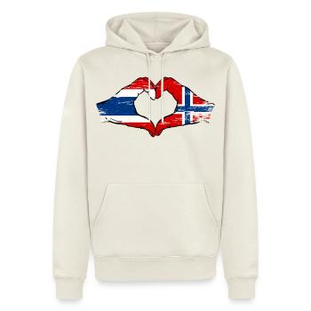 Thailand Schweden Flagge Hände Herzform used look - Männer Premium Bio Hoodie - Naturweiß - Vorne - Nico (187cm)