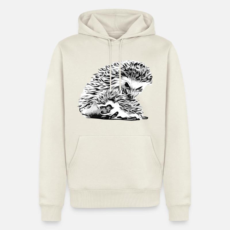 Maman hérisson avec bébé hérisson - Sweat à capuche Premium bio Homme - blanc cassé