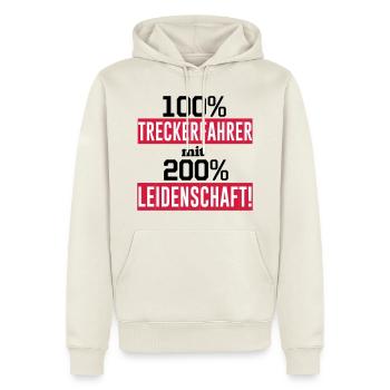 Traktor , Treckerfahrer 200% Leidenschaft ...(25) - Männer Premium Bio Hoodie - Naturweiß - Vorne - Nico (187cm)
